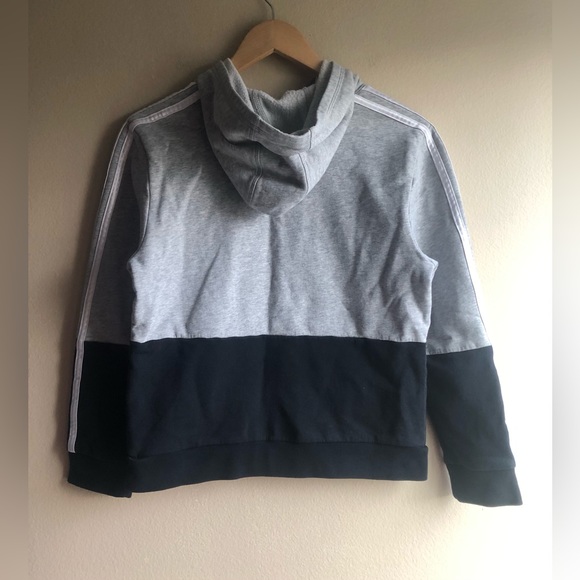 Adidas Kids Hoodie Cotton Sweater Gray Pullback Long Sleeve Size M 10/12 - Picture 5 of 8